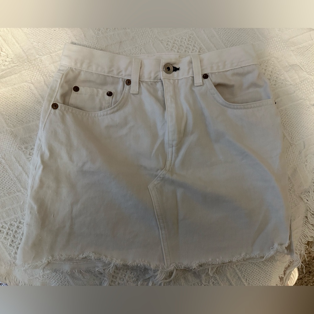 rag & bone White Denim Mini Skirt Size 25